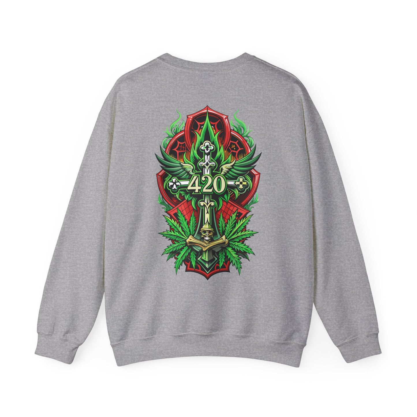 420 Cannabis Shield Sweatshirt – Marijuana Leaf Stoner Graphic