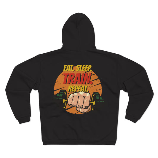 Unisex Hooded Zip Sweatshirt - Eat, Sleep, Train, Repeat