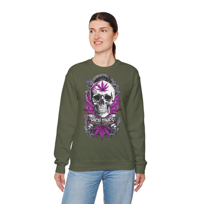 Skull & Purple Cannabis Leaf- "High Times" Graphic Sweatshirt