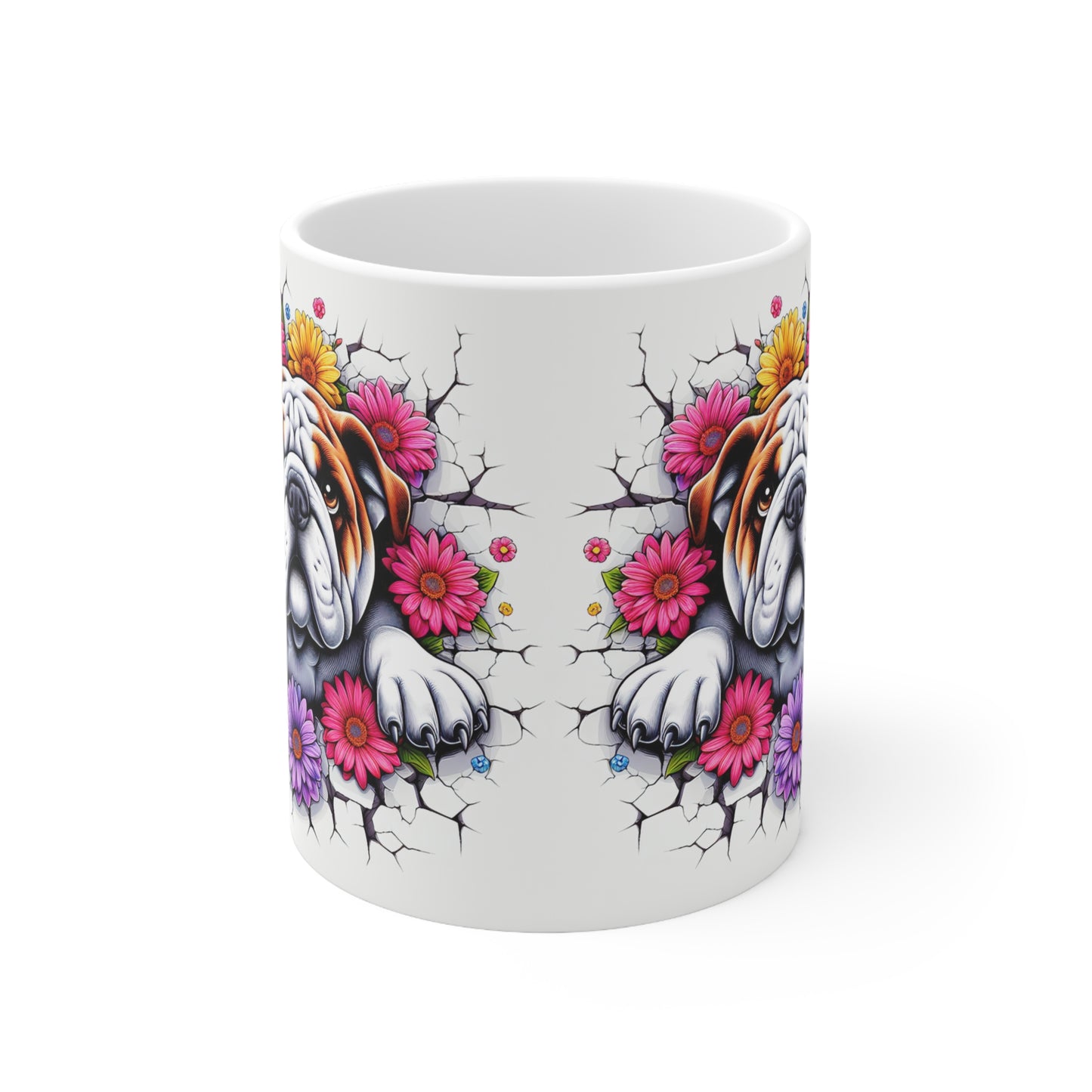 Bulldog Floral Ceramic Coffee Mug - 11oz/15oz