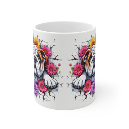 Bulldog Floral Ceramic Coffee Mug - 11oz/15oz