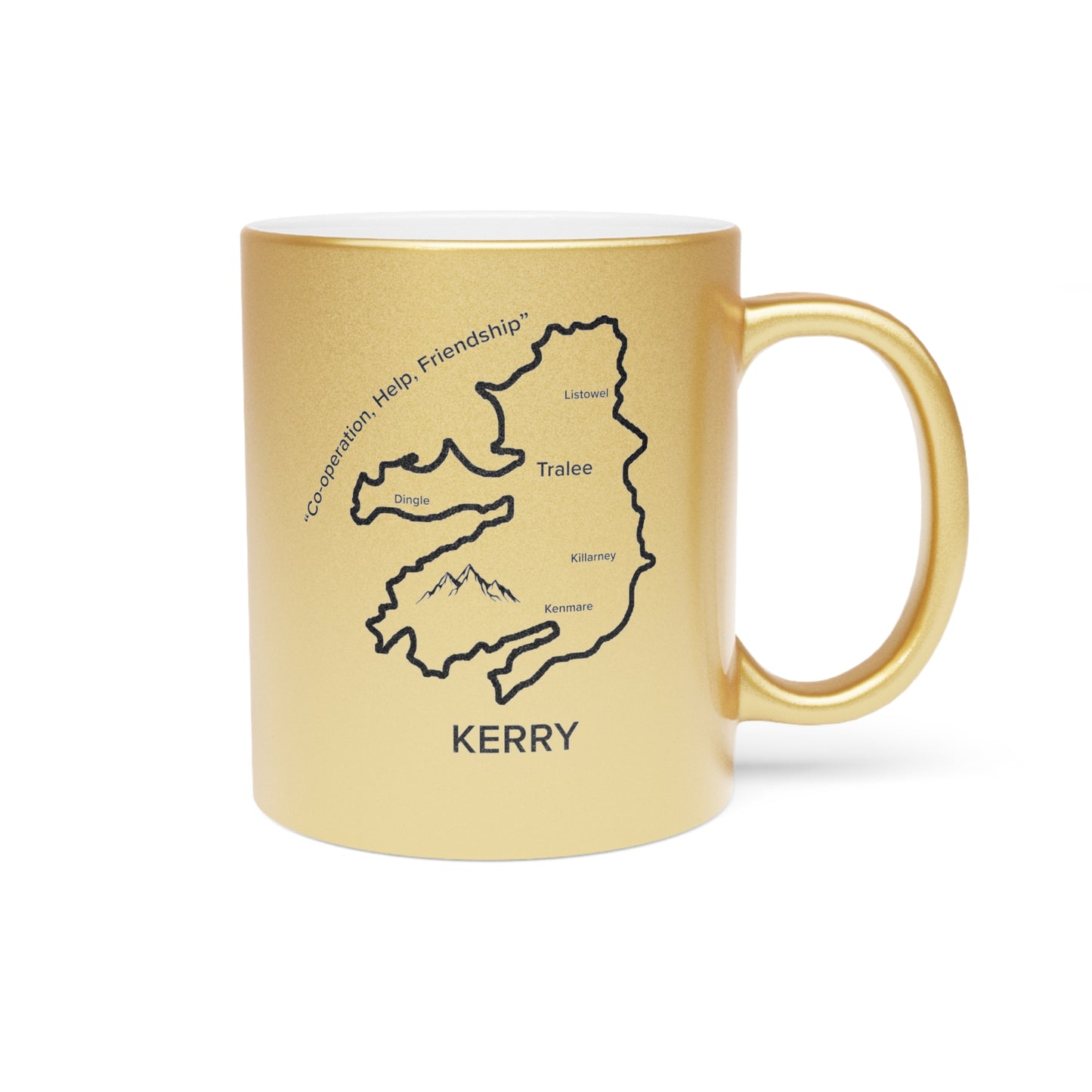 Kerry County Metallic Colour Mug - Silver/Gold - Perfect Gift for Coffee Lovers
