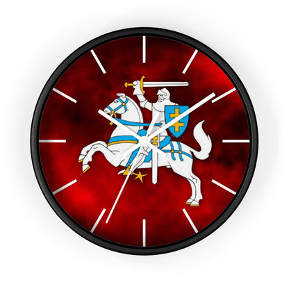 Knight-Themed Vytis Wall Clock with Bold Red Background - Perfect for Home Decor or Gifts
