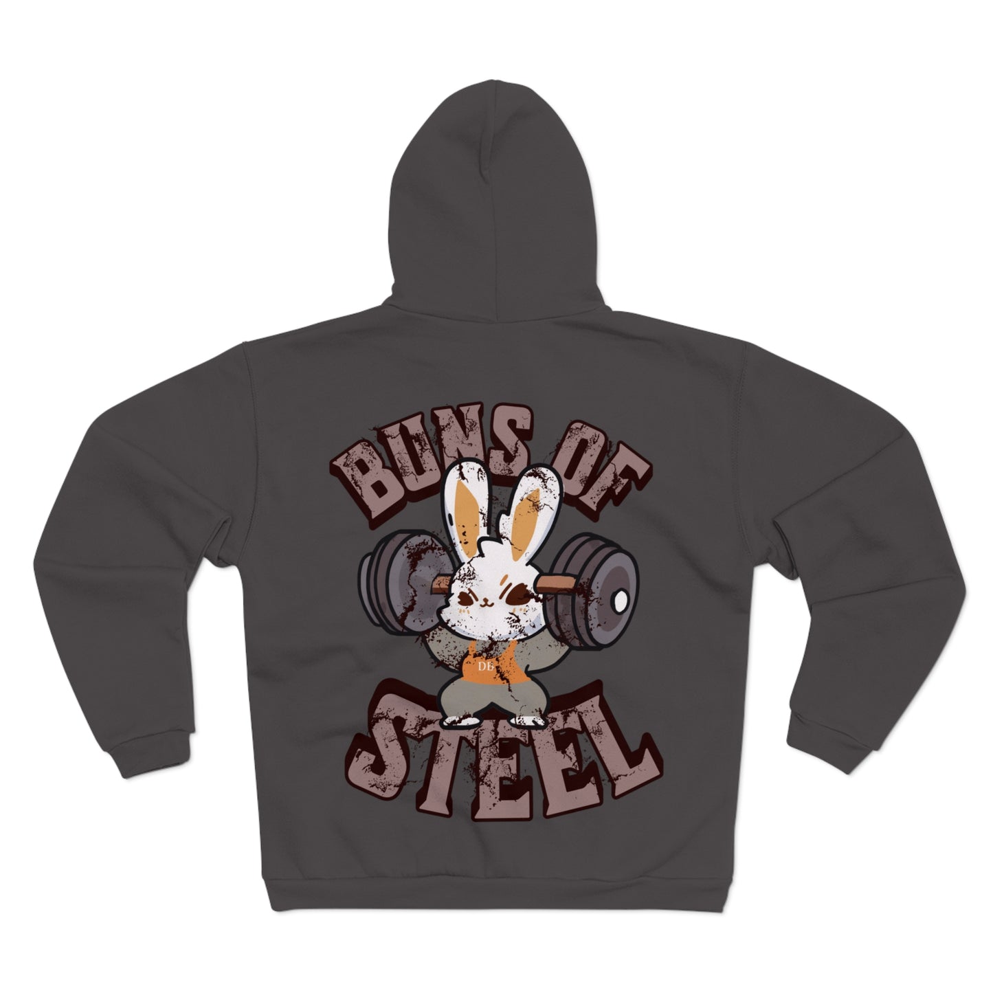 Buns of Steel Unisex Hooded Zip Sweatshirt - Fun Fitness Humor Hoodie for Gym Lovers