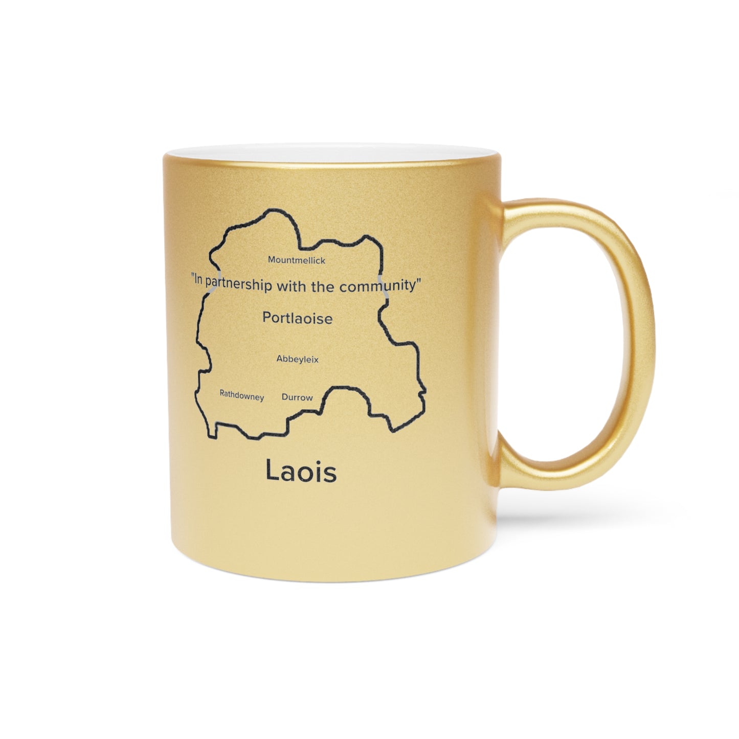Laois County Metallic Colour Mug - Silver/Gold - Perfect Gift for Coffee Lovers