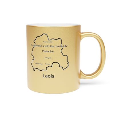 Laois County Metallic Colour Mug - Silver/Gold - Perfect Gift for Coffee Lovers