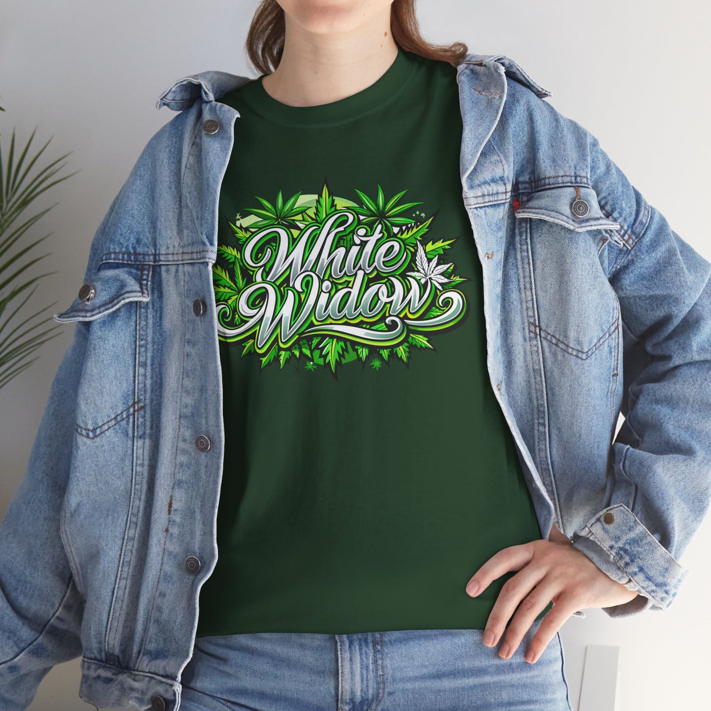 White Widow Graphic Tee — Cannabis Leaf Logo T-Shirt