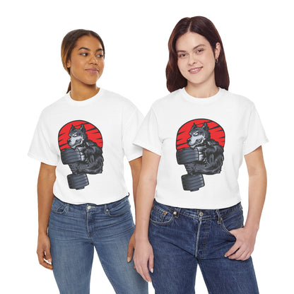 Gym Wolf Unisex Heavy Cotton Tee - Motivational Workout T-Shirt White