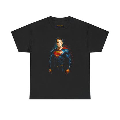 Superhero Character Tee — Dark Graphic Chest Emblem T‑Shirt