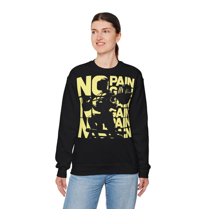 Motivational Gym Unisex Heavy Blend™ Crewneck Sweatshirt - 'No Pain No Gain' - Unisex Fitness Sweatshirt