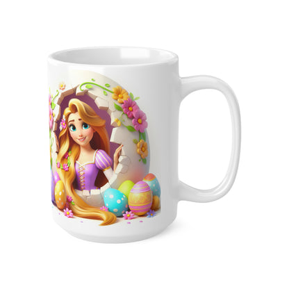 Whimsical Easter Ceramic Coffee Cup - 11oz & 15oz with Floral Rapunzel Design
