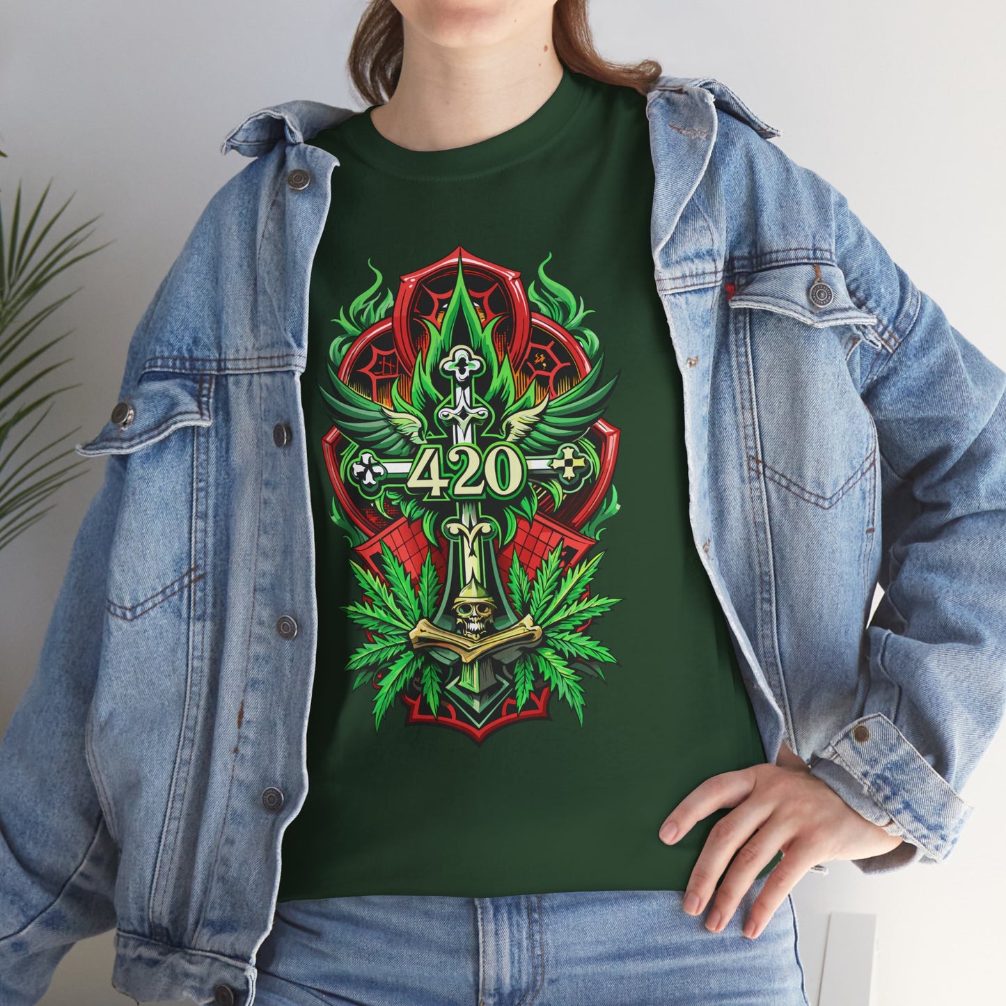 420 Cannabis Shield T-Shirt – Marijuana Leaf Stoner Graphic Tee