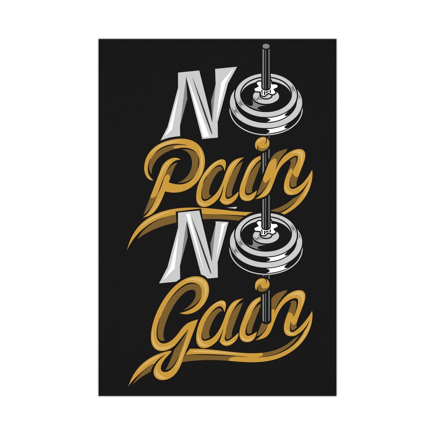 No Pain No Gain Motivational Matte Poster - Fitness Wall Art for Gym Lovers