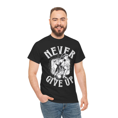 Motivational Unisex Heavy Cotton Tee - 'Never Give Up'