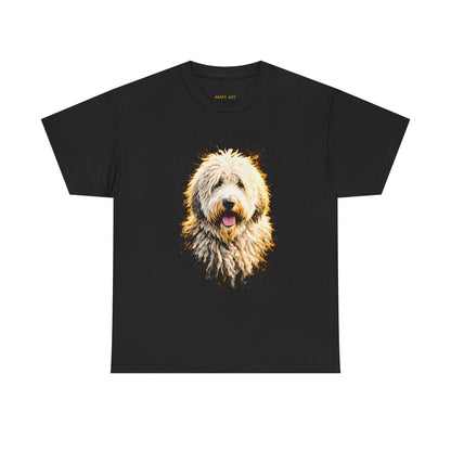 Sheepdog Portrait T-Shirt — Fluffy Dog Face Graphic Tee for Dog Lovers
