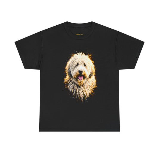 Sheepdog Portrait T-Shirt — Fluffy Dog Face Graphic Tee for Dog Lovers