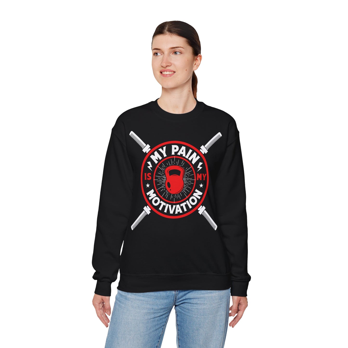 Inspiration Unisex Heavy Blend™ Crewneck Sweatshirt 'My Pain Is My Motivation'