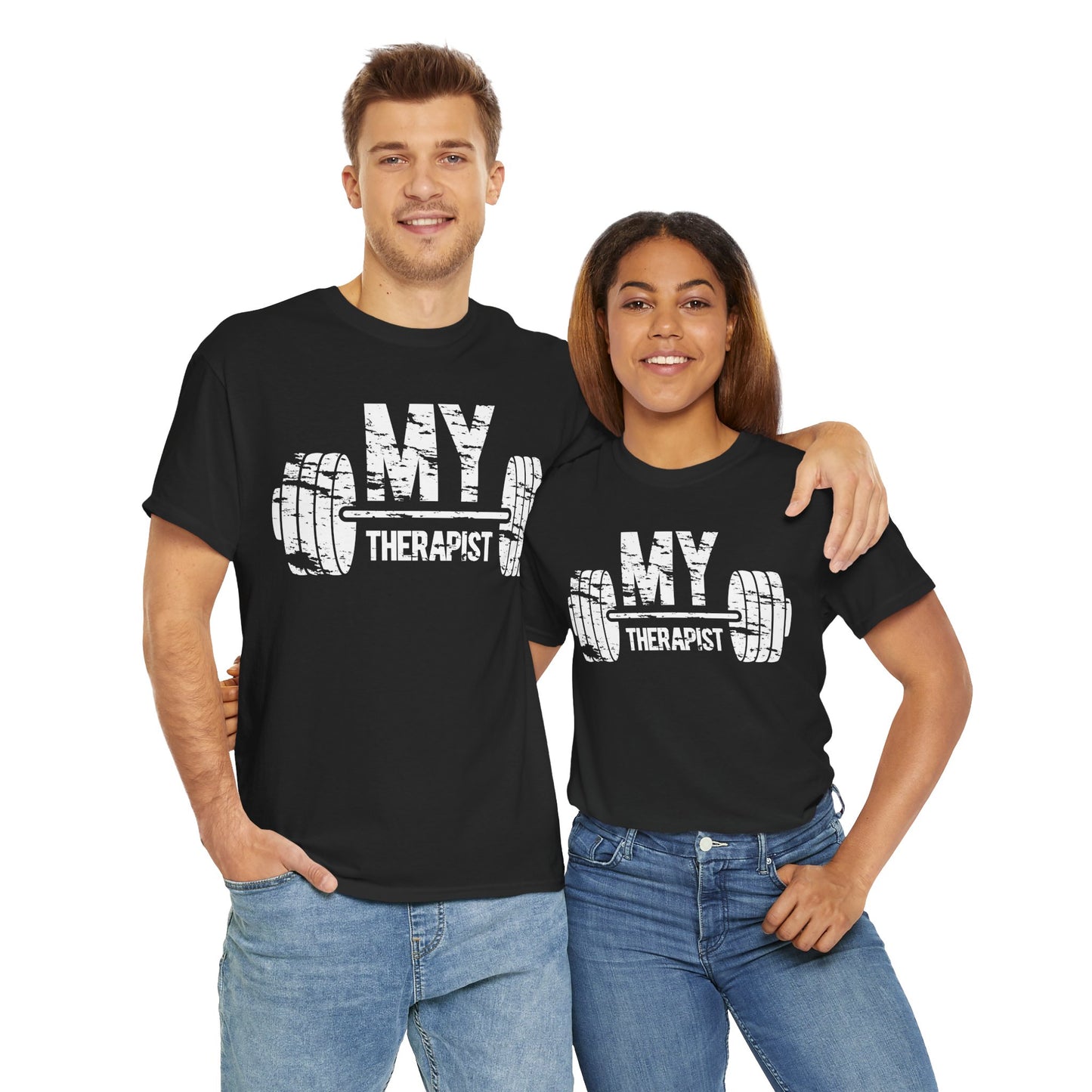 Funny Fitness Unisex Heavy Cotton Tee - My Therapist Workout Shirt