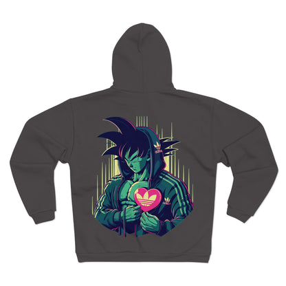 Goku Adidas Heart Unisex Hooded Zip Sweatshirt