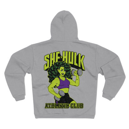 She-Hulk Athletic Club Unisex Hooded Zip Sweatshirt - Empowering Fitness Hoodie for Superhero Fans