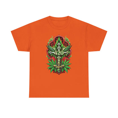 420 Cannabis Shield T-Shirt – Marijuana Leaf Stoner Graphic Tee