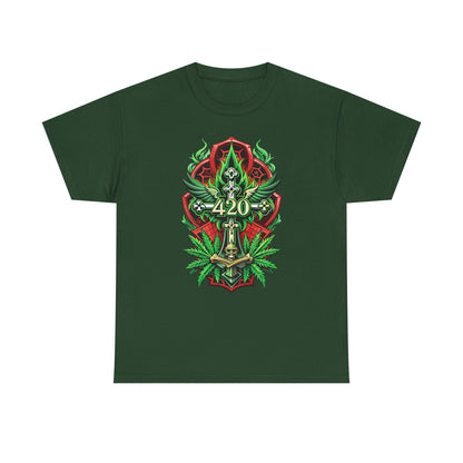 420 Cannabis Shield T-Shirt – Marijuana Leaf Stoner Graphic Tee