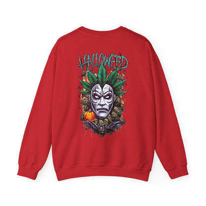 Hallowed Harvest — Halloween Mask & Pumpkin Graphic Sweatshirt
