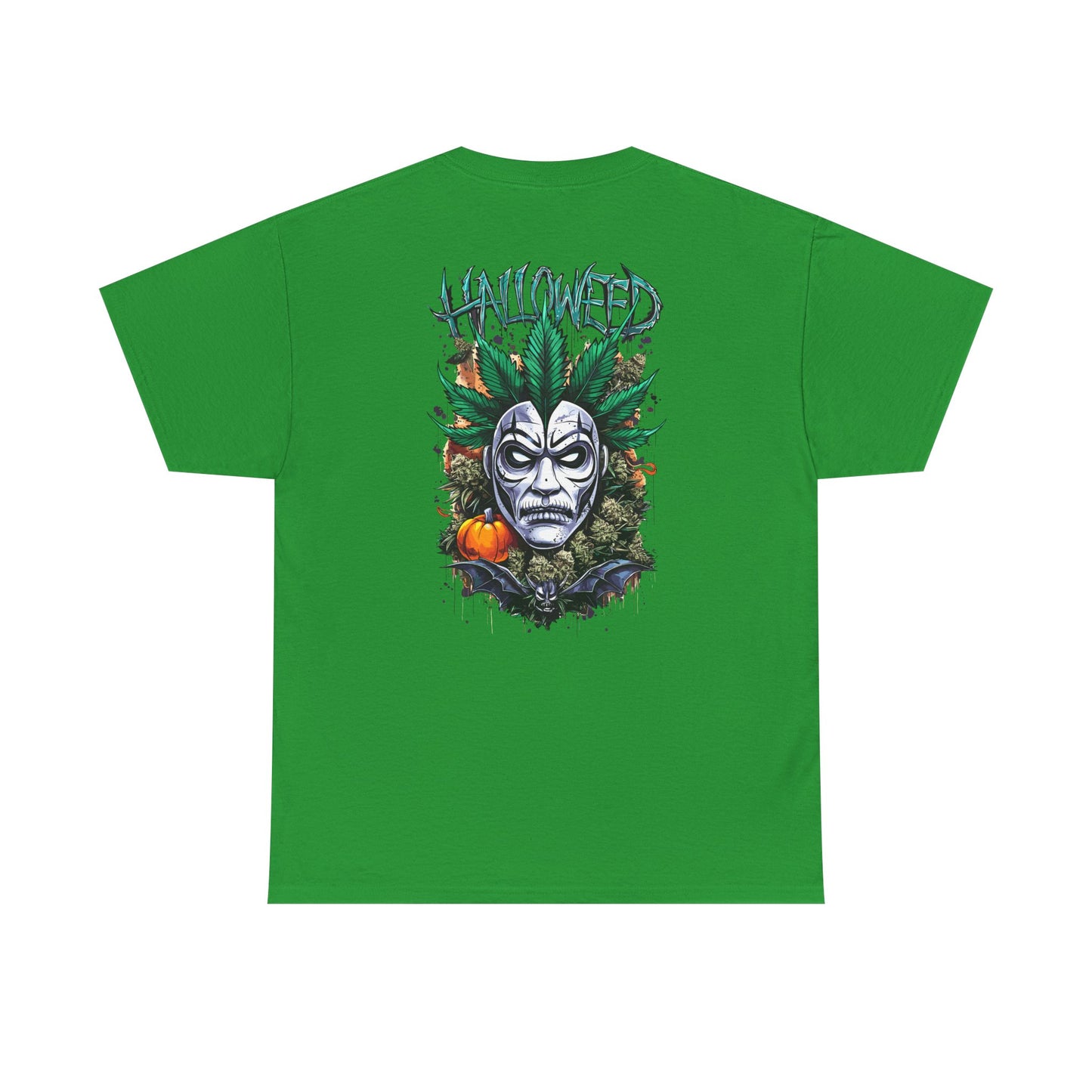 Hallowed Harvest Tee — Halloween Mask & Pumpkin Graphic T-Shirt