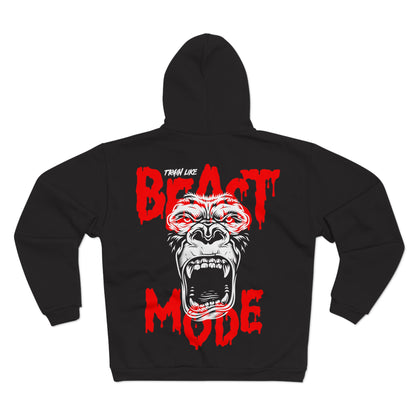 Beast Mode Unisex Hooded Zip Sweatshirt - Bold Gorilla Design for Fitness Enthusiasts