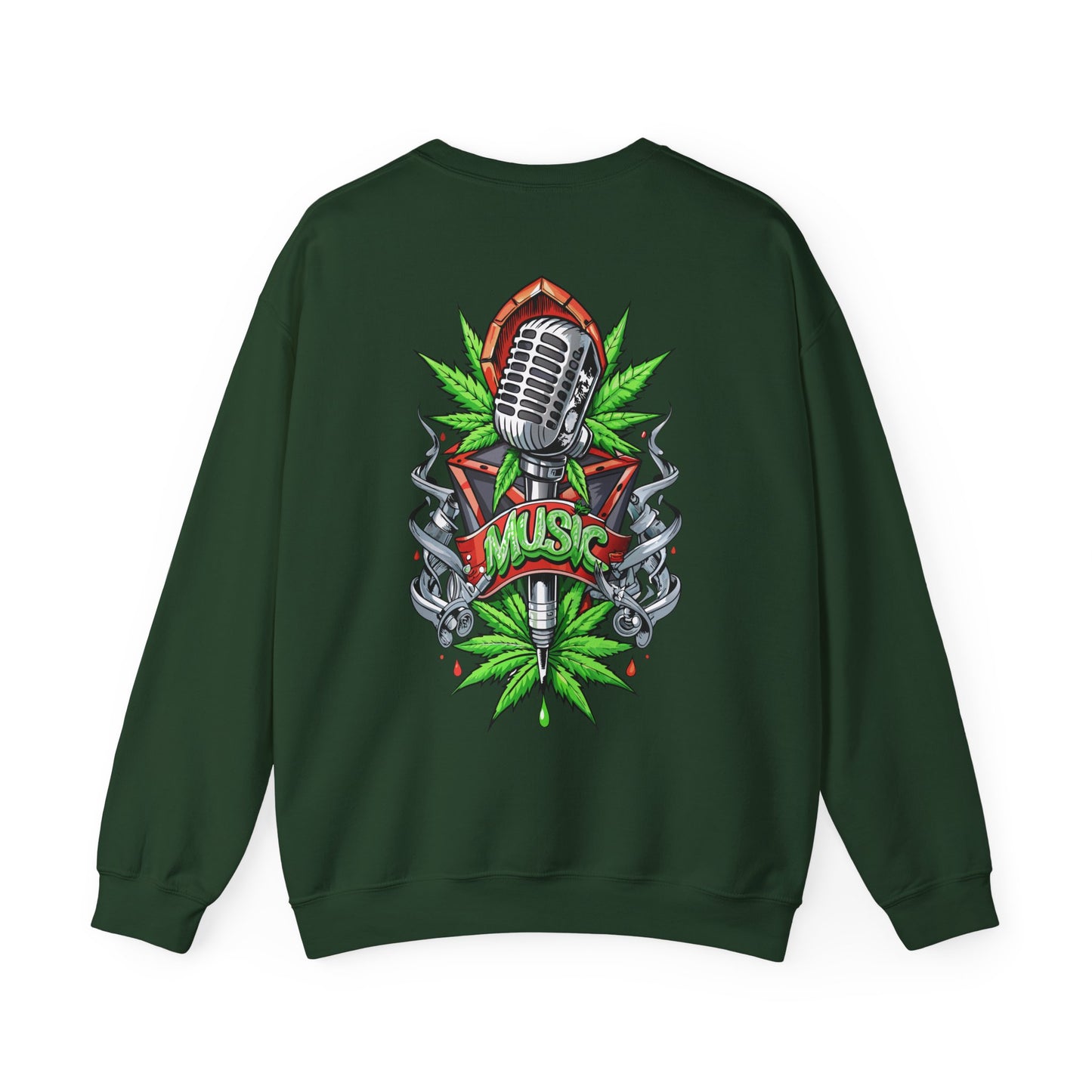 Music Microphone — Retro Mic & Leaf Graphic Sweatshirt