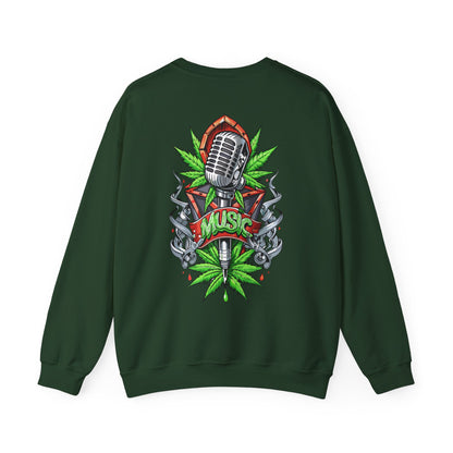 Music Microphone — Retro Mic & Leaf Graphic Sweatshirt