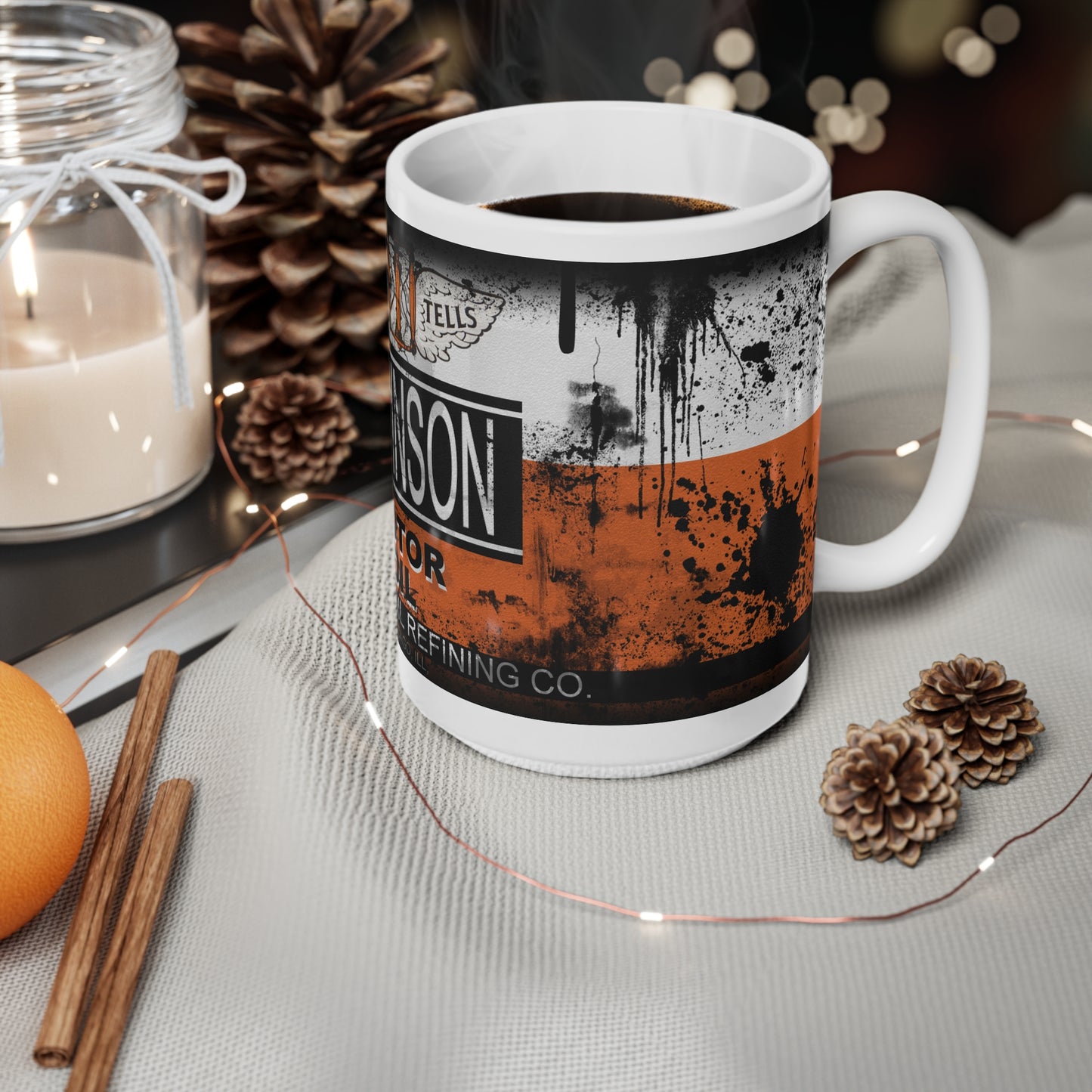 Vintage Johnson Oil Ceramic Coffee Mug | 11oz & 15oz