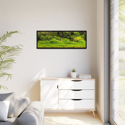 Deer in Ditch Matte Canvas, Framed (Multi-color)