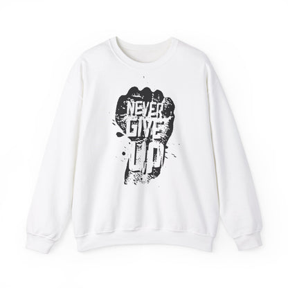Inspirational Crewneck Sweatshirt - 'Never Give Up'