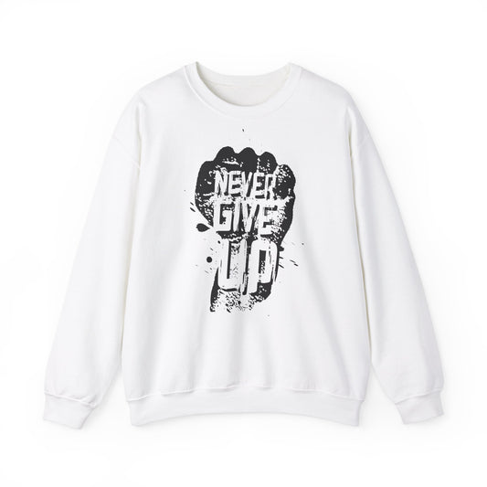 Inspirational Crewneck Sweatshirt - 'Never Give Up'