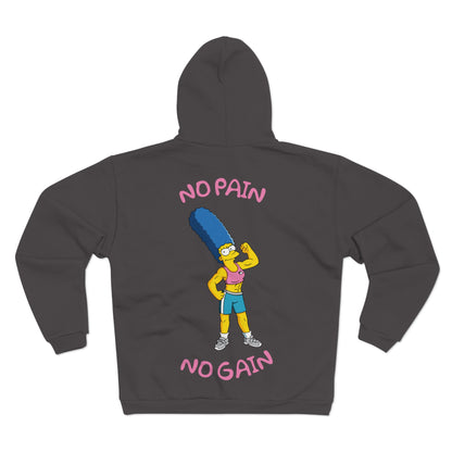 No Pain No Gain Unisex Hooded Zip Sweatshirt - Motivational Gym Wear