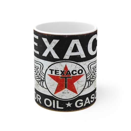 Vintage Texaco Ceramic Coffee Cups - Classic Oil Gas Design, 11oz & 15oz