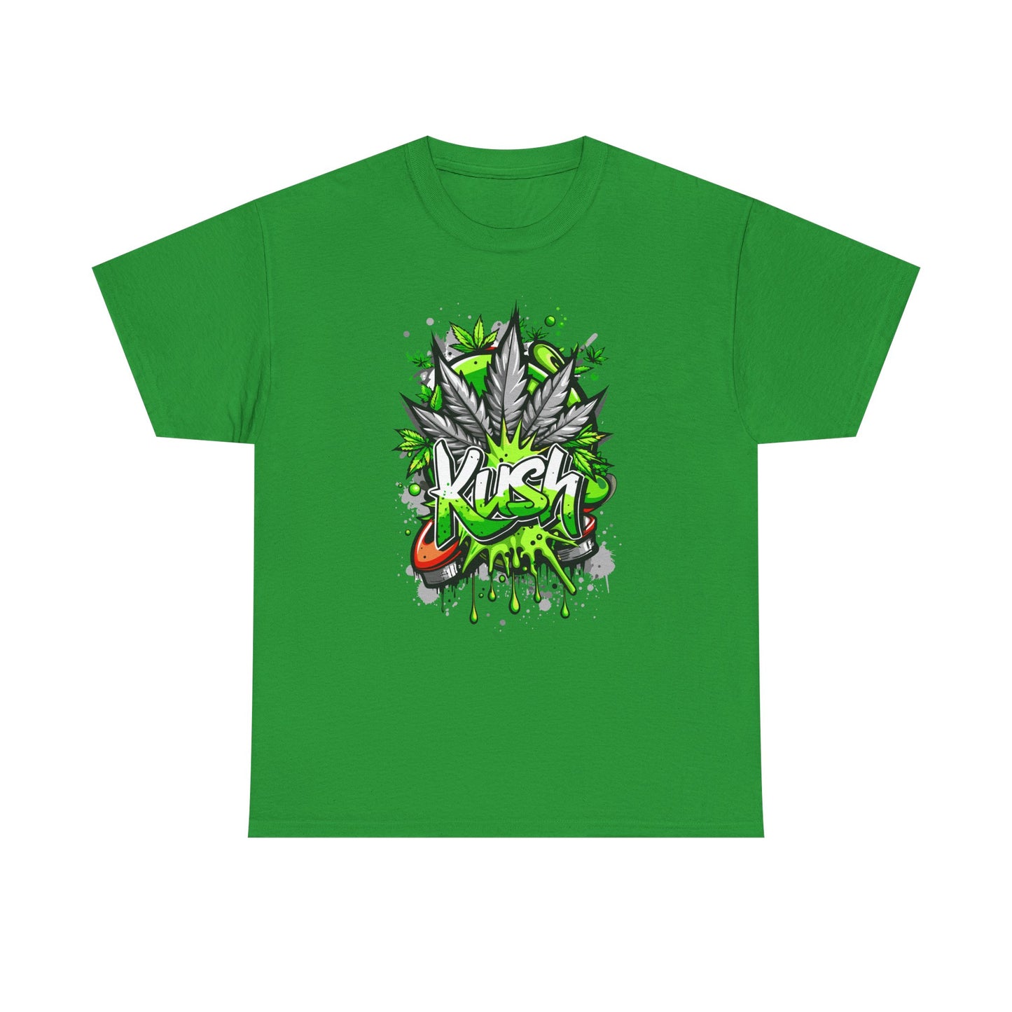 Kush Graffiti T-Shirt — Green Cannabis Leaf Street Art Tee