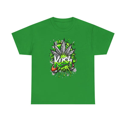 Kush Graffiti T-Shirt — Green Cannabis Leaf Street Art Tee