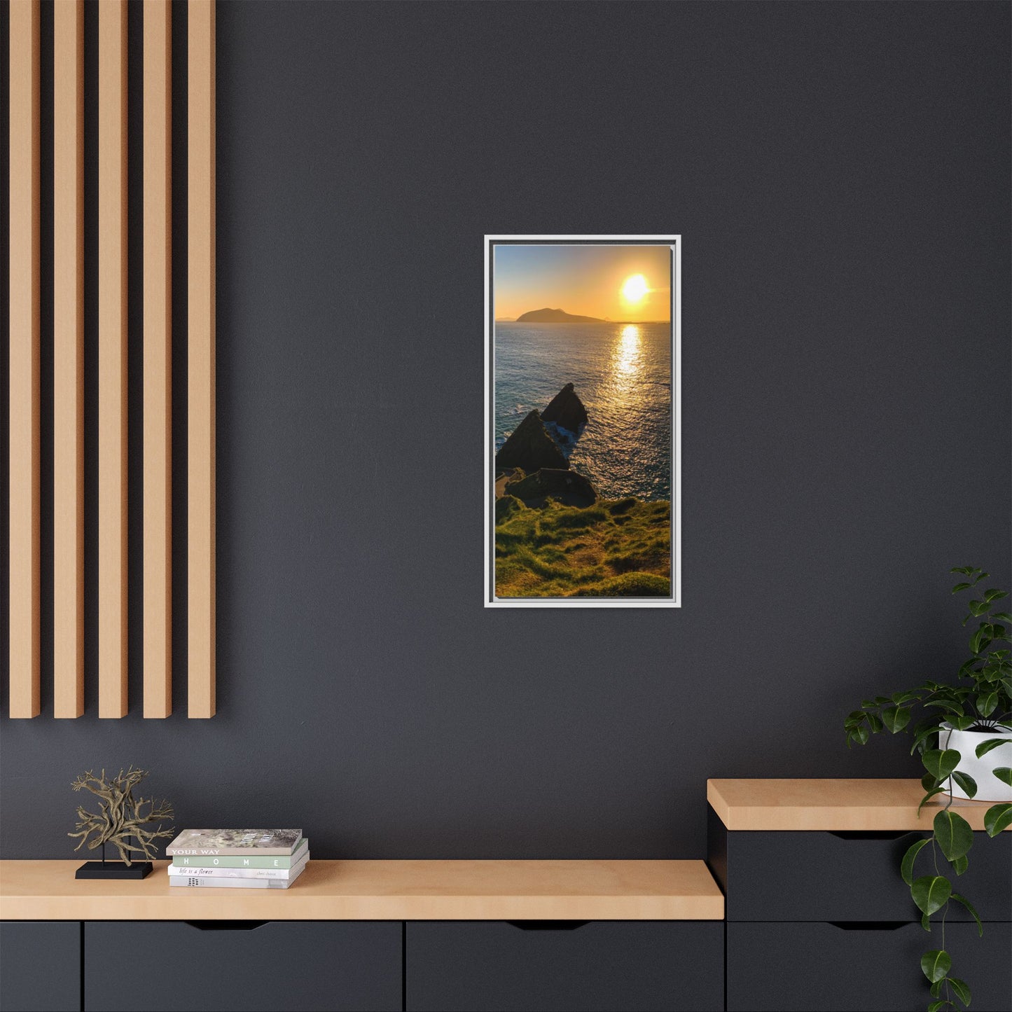 Dunquin Pier Sunset 2 Matte Canvas, Framed (Multi-color)