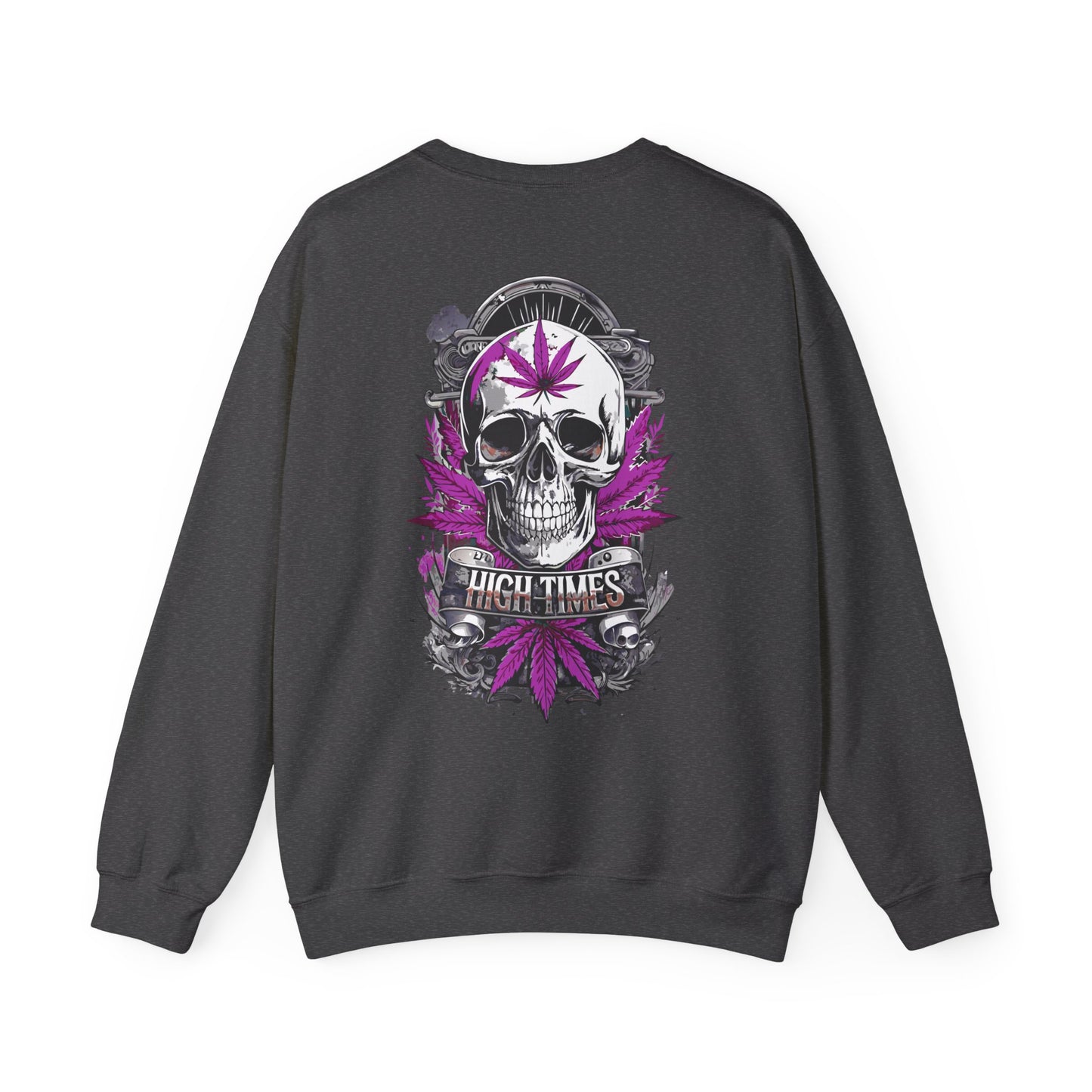 Skull & Purple Cannabis Leaf- "High Times" Graphic Sweatshirt