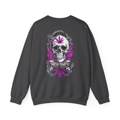 Skull & Purple Cannabis Leaf- "High Times" Graphic Sweatshirt