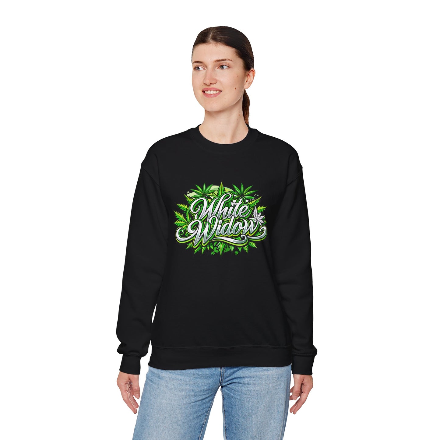 White Widow Graphic  — Cannabis Leaf Logo Sweatshirt