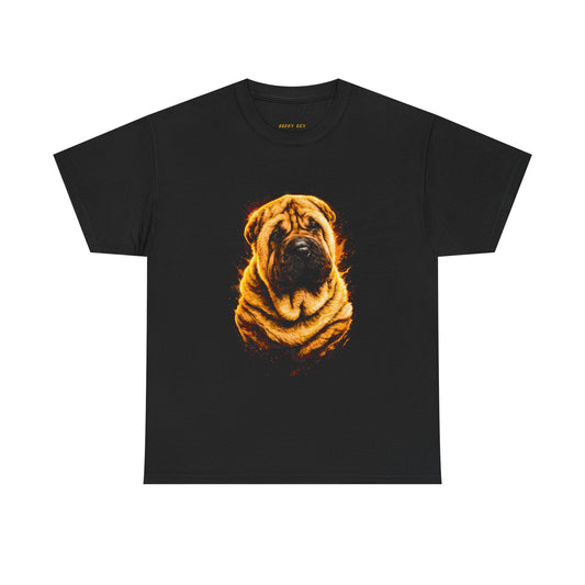 Shar-Pei Portrait Tee — Vintage Golden Dog Graphic T-Shirt for Dog Lovers