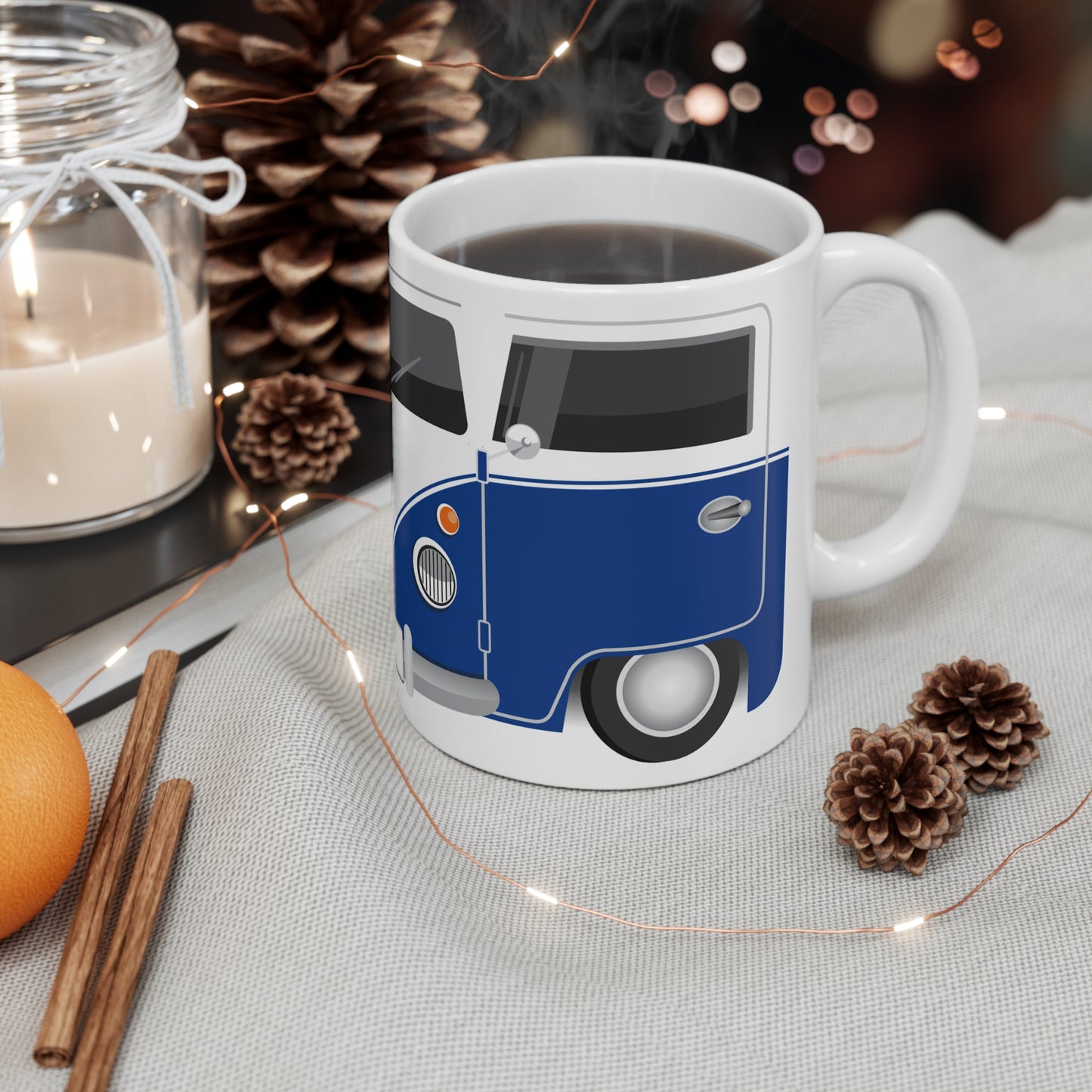 Vintage VW Bus Ceramic Coffee Mug - 11oz & 15oz - Perfect for Auto Enthusiasts Blue