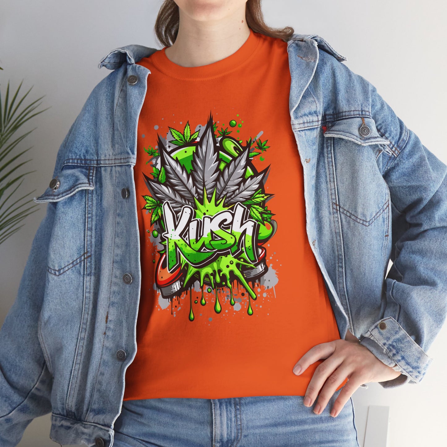 Kush Graffiti T-Shirt — Green Cannabis Leaf Street Art Tee