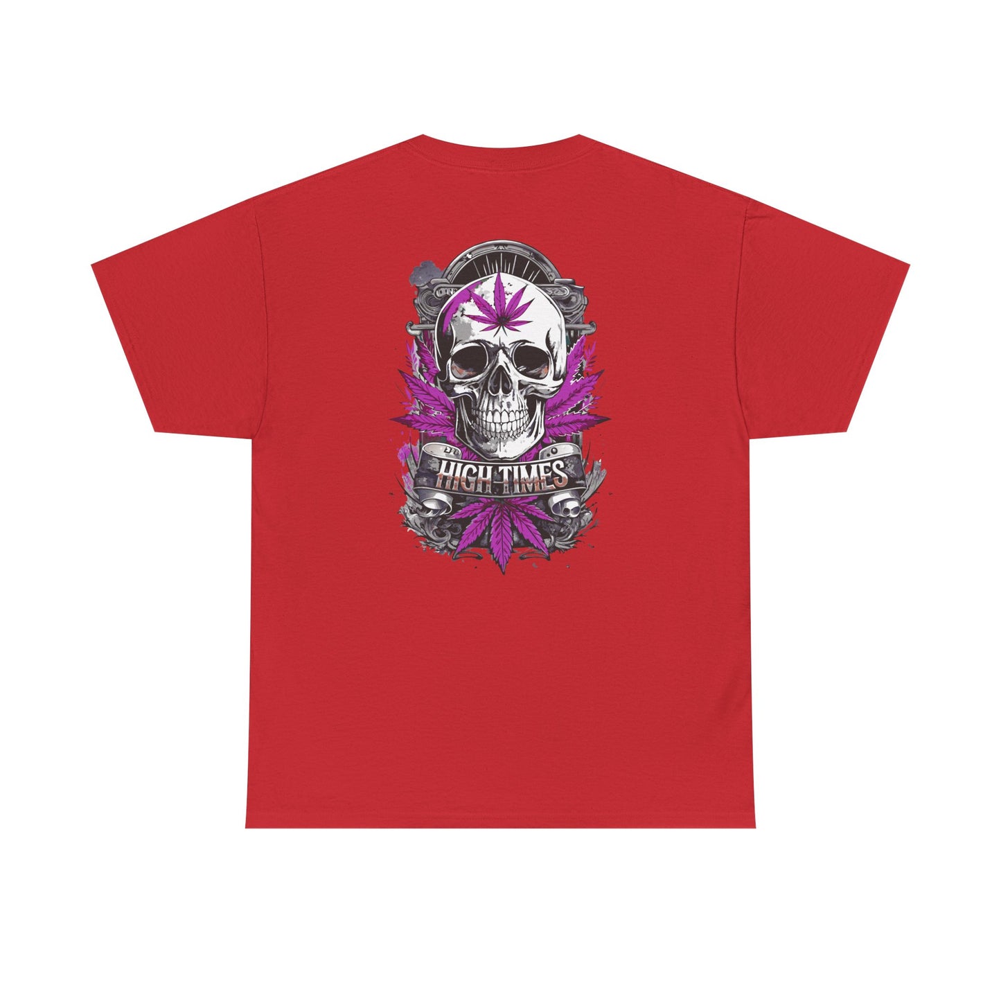 Skull & Purple Cannabis Leaf Tee - "High Times" Graphic T-Shirt Both