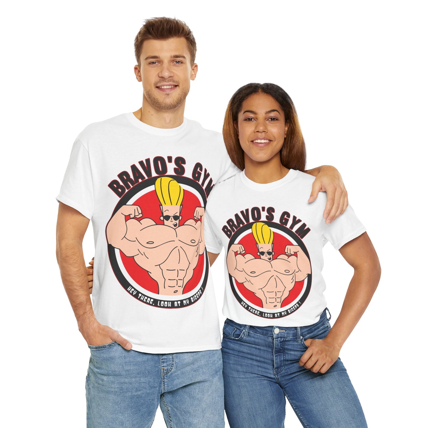 Motivational Gym T-Shirt - Bravo's Gym Design - Unisex Heavy Cotton Tee White