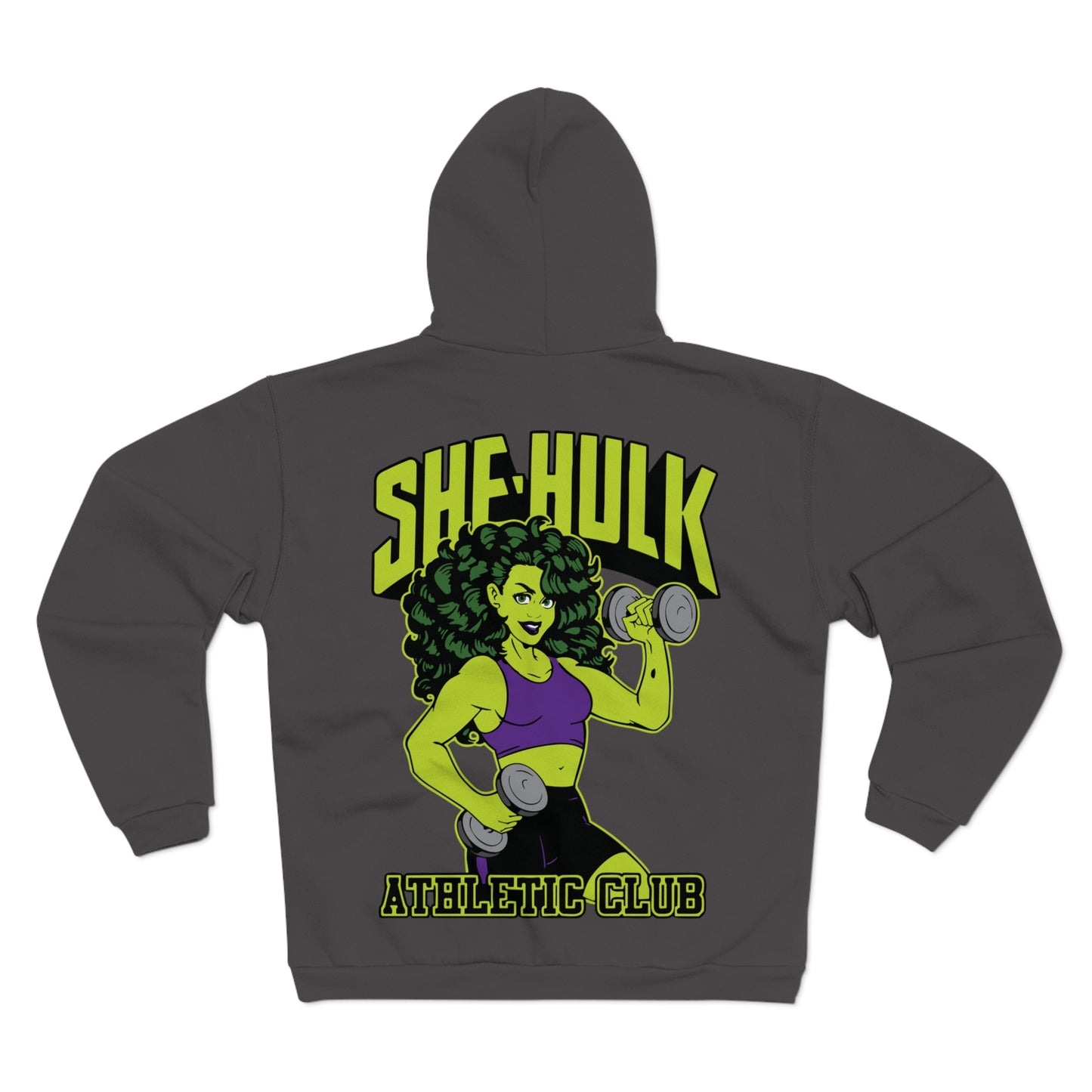 She-Hulk Athletic Club Unisex Hooded Zip Sweatshirt - Empowering Fitness Hoodie for Superhero Fans