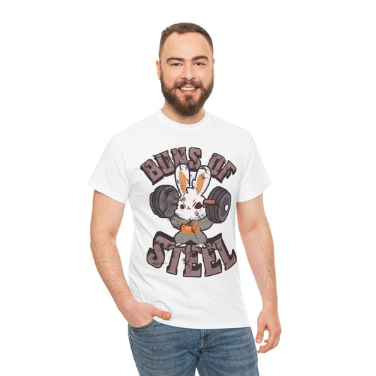 Buns of Steel Unisex Heavy Cotton Tee - Fun Fitness Humor T-Shirt for Gym Lovers